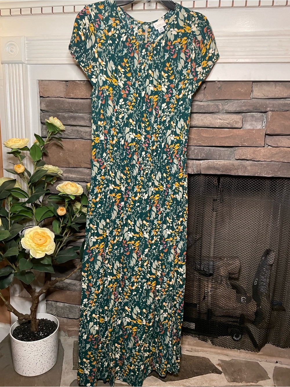 a new day Teal Floral Maxi Dress with Yellow & White Accents